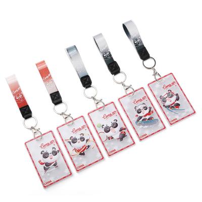 China Fashion PVC Cute Custom Lanyard Wrist Rope Shorts With Card Holder Acrylic Badge Holder for sale