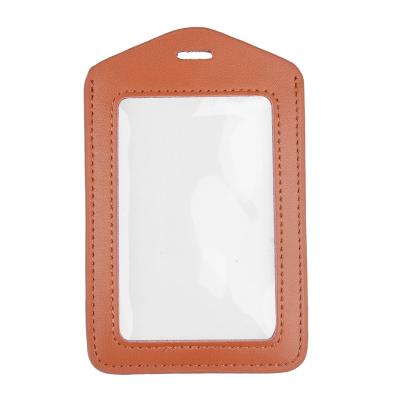 China Hold ID Double Sided ID Card Holder Transparent Genuine Leather For Fair for sale