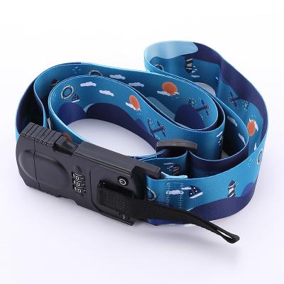 China Travel Suitcase In Running Suitcase Durable Elastic Colorful Belt Luggage Strap With Combination Locking Hook for sale