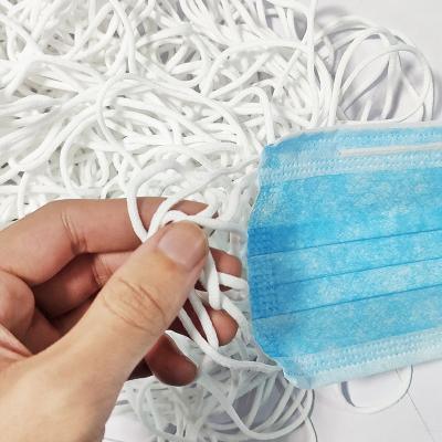 China Spandex Elastic Bands Earloop String Elastic White Nylon Round 2.5mm Tie Earloop For Mask for sale