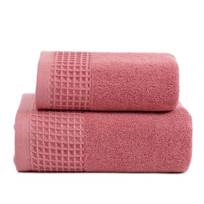 China Child Safe Cost-effective Red 100% Luxury Hotel Bathroom Towel Set Cotton Bath Towel Sets Cotton Towel Sets for sale