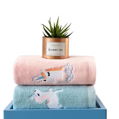 China New Arrival Kid Safe Water-absorbent Unicorn Bath Towel Set Pure Cotton Bath Towel Set Luxury for sale