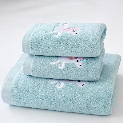 China 70X140cm Blue Absorbent Bath Towel Cotton Towel Bath Set Three Piece Set High Quality Child Safe Towel Towel for sale