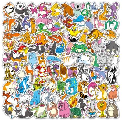 China 100pcs Sticker Decorative Cute Cartoon Animal Stickers For Laptop Skateboard Luggage Whatprrof Vinyl Tear-Resistant Stickers For Kids for sale