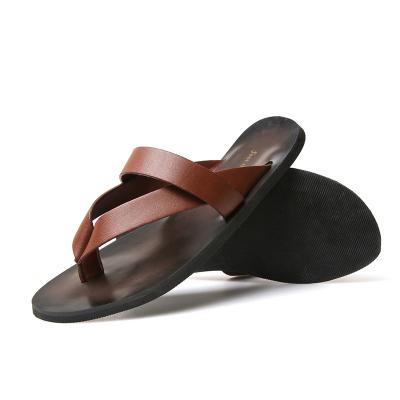 China 2021 Factory trend fashion young men's summer custom made beach rubber outsole anti-slip PU flip-flops for sale