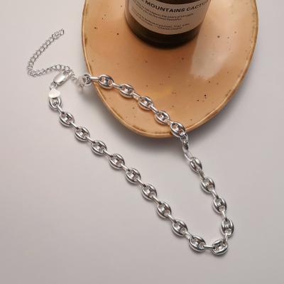 China JoyEver Coffee Bean Link Chain Necklace 925 Sterling Silver Thick Chunky Chain Necklace Lead Free Nickel Free for sale