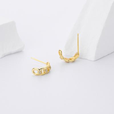 China JoyEver Gold Plated Circle FASHIONABLE Minimal Linked Chain Silver Earrings in Pounds Sterling for sale