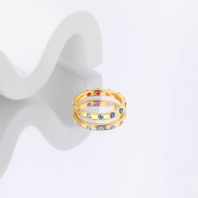 China Women Ring 925 Stunning Minimalist Tasty Fashion Ring 925 Zirconia Rainbow JoyEver Gold Rings Lead Free Nickel Free for sale