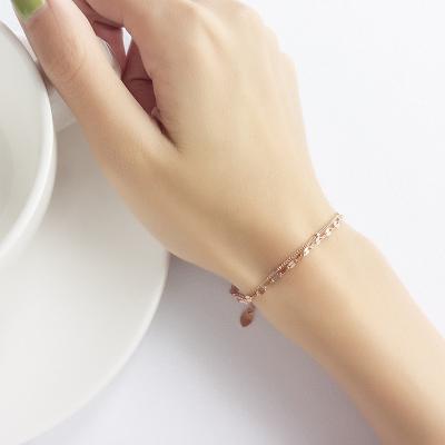 China JoyEver Lead Free 925 Sterling Silver Double Layer Chain Bracelet Delicacy Nickel Free Rose Gold Bangle For Women for sale