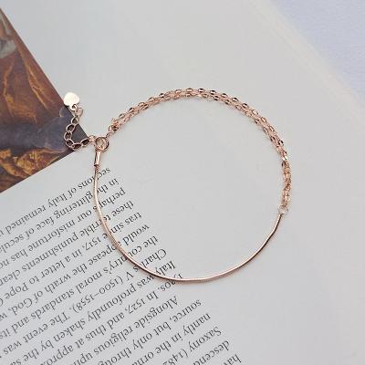 China JoyEver 925 Sterling Silver Minimal Chain Bracelet Lead Free Nickel Free 18k Tasty Rose Gold Plated Bracelet for sale