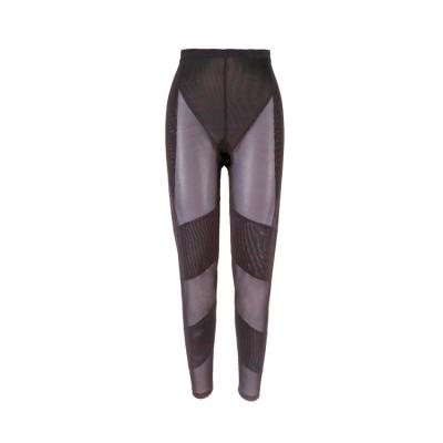 China Antibacterial See Through Ankle Length Waist High Power Flex Leggings Tummy Control Butt Yoga Pants Mesh Fabric for sale