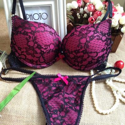 China QUICK DRY women hot sexy plus size underwear transparent lift up lace bra set ladies fashion stretch bra set lingerie for sale