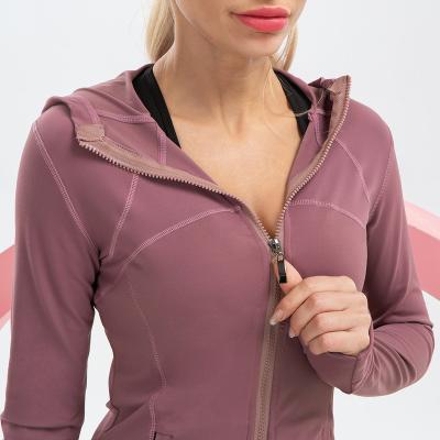 China High Quality Sportswear New Breathable Sports Women High Elastic Slim Women Thumb Hole Yoga Hoodie Thin Fitted Jacket For Running for sale