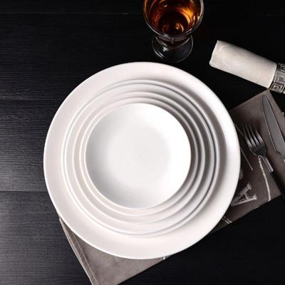 China Wholesale Price Sustainable Ceramic Dishes White Dinner Dish Restaurant Tableware Sets Tableware Restaurant Hotel Dinner Plate Set for sale