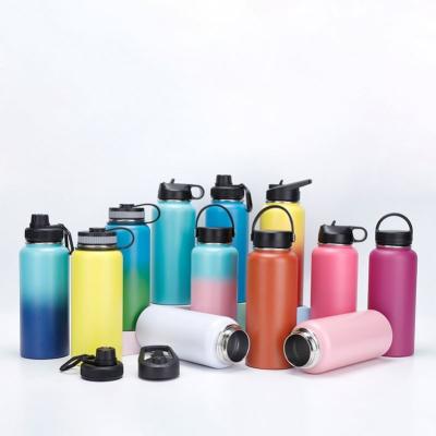 China Viable Wholesale Custom 32oz Colorful Gradient Wall Outdoor Vacuum Flask Double Insulated 304 Stainless Steel Sport Water Bottles for sale