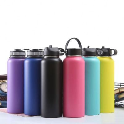 China Wholesale Custom New Design 32oz Stainless Steel Vacuum Flask Sport Double Wall Water Bottle Viable With Handle Straw Lid for sale