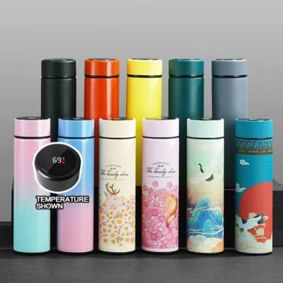 China PORTABLE Wholesale Vacuum Insulated Stainless Steel Temperature Display Water Bottle Wall Vacuum Bottles Double Thermos Vacuum Flask for sale