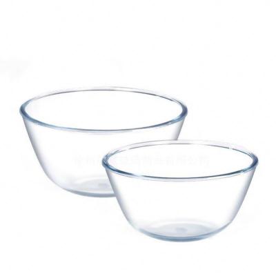 China Viable Wholesale Hot Sale Customized Round High Borosilicate Glass Mixing Bowl Heat Resistant Clear Cereal Salad Bowl for sale