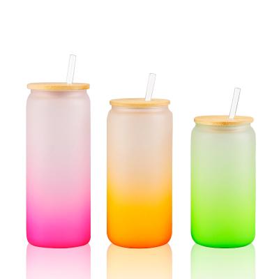 China Colored American Style Matte Frosted Progressive 12 16 20 Cleartumblers Beer Mason Jars Drinking Glasses Cups 25oz With Lids And Straws for sale