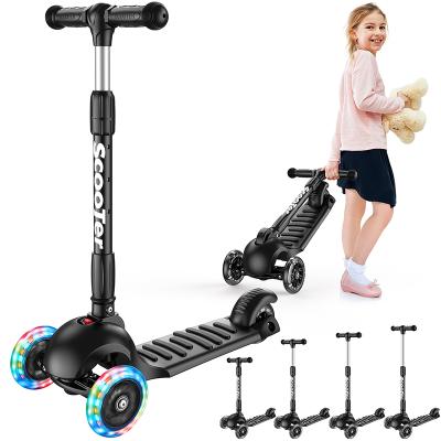 China Child USA Warehouse Stock Scooter Height Adjustable Skinny To Steer PU Turn Signal Wheels 3 Wheel Kick Scooters For Kids Boys Girls for sale