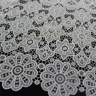 China High Quality Water Soluble White Water Soluble Lace Fabric Guipure Rope Embroidered Mesh Fabric for sale