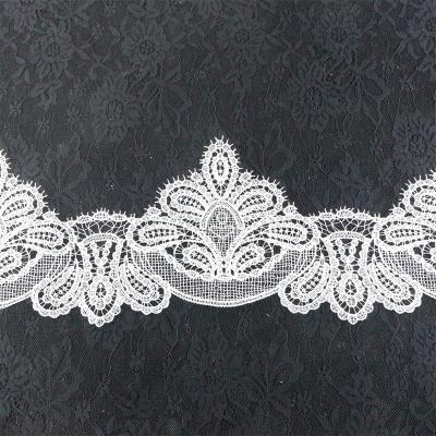 China Other Manufacturer Wholesale White Embroidery Lace Trim To Wedding Voile Curtain Lace Polyester Fabric for sale