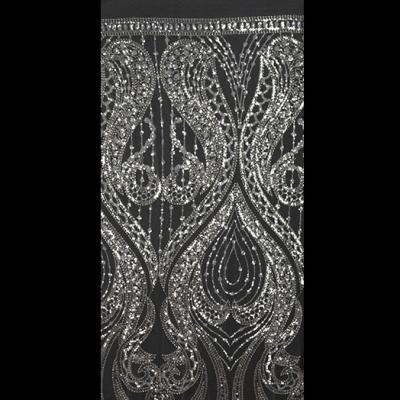 China Handmade Hot Sale Fancy Sequins Lace Custom Made Luxury Bridal Wedding Fabric for sale