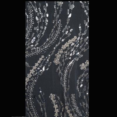 China Handmade Swiss Voile Lace Material Beads And Sequins Luxury Bridal Lace Fabric for sale