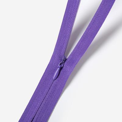 China Fashionable Popular Widely Used Closed Color Invisible Zipper Auto Lock With Water Drop Slider Zipper For Clothes for sale