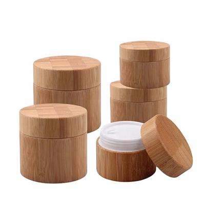 China Custom biodegradable eco-friendly luxury bamboo cosmetic container pp face cream jar cosmetic skin care container for sale