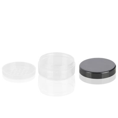 China Hot Selling Cosmetic 3/5/10/20/30G AS Strainer Powder Clear Jar With Black Lid for sale