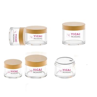 China Wholesale 0.5OZ 1OZ 2OZ 4OZ 8OZ Cosmetic Cream PETG Plastic Cosmetic Jar With Gold Caps for sale