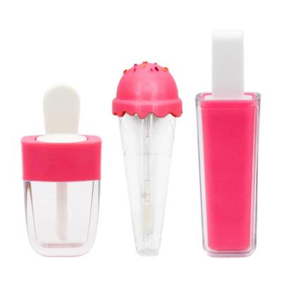 China Cosmetic Makers Direct Low Price 10ml Plastic Ice Cream Popsicle Shape Glair Lip Gloss Labial Tube for sale