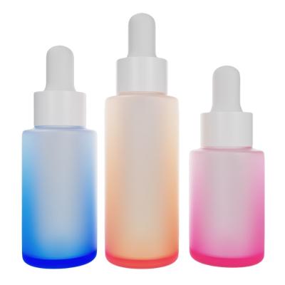 China Cosmetic 30ml 50ml Frosted Empty Essential Oil Bottles Glass Dropper Packaging for sale