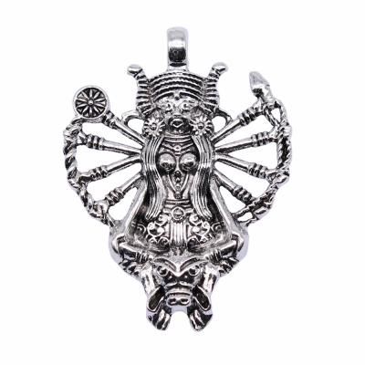 China Vintage 10pcs/bag 62x46mm Antique Silver Plated Hands Statue Zinc Alloy Indian Deities Thousand Charms Pendants ABD-C14175 for sale