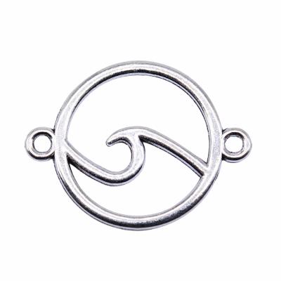 China Vintage 200pcs/bag 26x20mm Silver Plated Antique Wave Zinc Alloy Connector Charms Pendants ABD-C14540 for sale