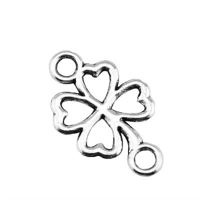 China Vintage 200pcs/bag 20x12mm Silver Plated Antique Clover Zinc Alloy Connector Charms Pendants ABD-C12006 for sale