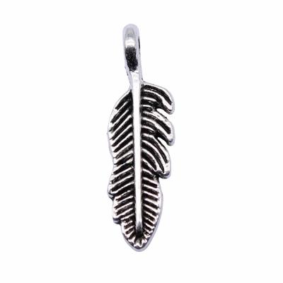 China Vintage 400pcs/bag 19x5mm Antique Silver Plated Zinc Alloy Feather Charms Pendants ABD-C14162 for sale