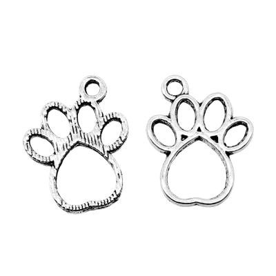 China 200pcs/bag 19x14mm Vintage Antique Silver Plated Zinc Alloy Dog Paws Charms Pendants ABD-C13331 for sale