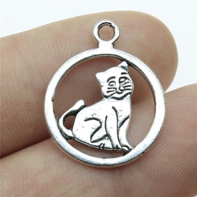 China Antique Vintage 200pcs/bag 19x19mm Silver Plated Zinc Alloy Cat Charms ABD-C11856 for sale