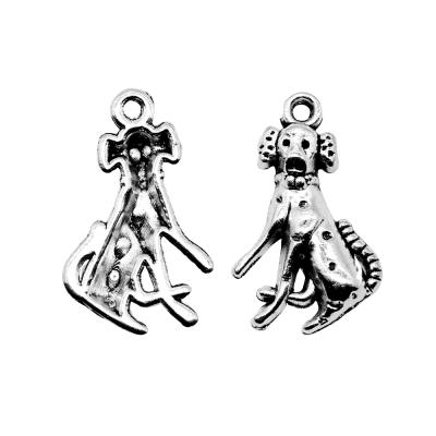 China Vintage 200pcs/bag 22x12mm Antique Silver Plated Zinc Alloy Cute Dog Charms Pendants ABD-C10526 for sale