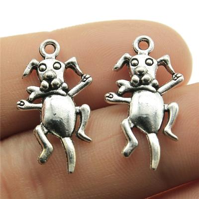 China Vintage 100pcs/bag 26x14mm Antique Silver Plated Zinc Alloy Dog Charms Pendants ABD-C12356 for sale