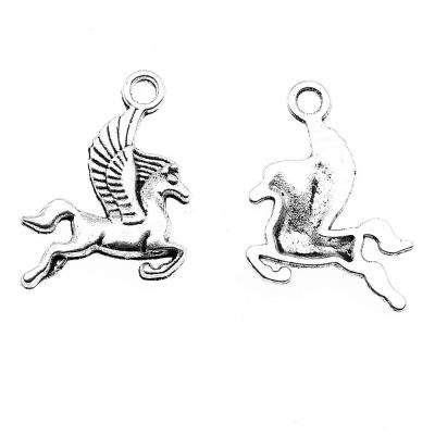 China Vintage 200pcs/bag 20x15mm Antique Silver Plated Bronze Plated Zinc Alloy Flying Horse Charms Pendants ABD-C10671 for sale