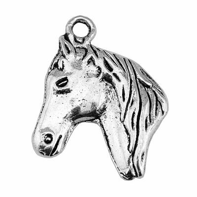 China 100pcs/bag 28x22mm Vintage Antique Silver Plated Bronze Plated Zinc Alloy Horse Head Charms Pendants ABD-C10487 for sale