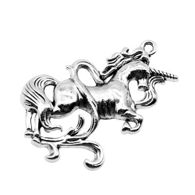 China Vintage 20pcs/bag 47x34mm Silver Plated Antique Lucky Horse Charms Vintage Antique Bronze Plated Zinc Alloy ABD-C11197 Pendants for sale