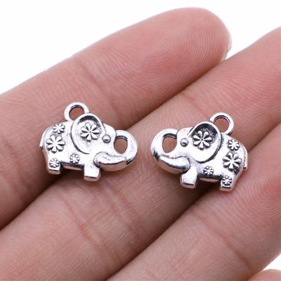 China Vintage 50pcs/bag 16x13mm Antique Silver Plated Bronze Plated Zinc Alloy Elephant Charms Pendants ABD-C10916 for sale