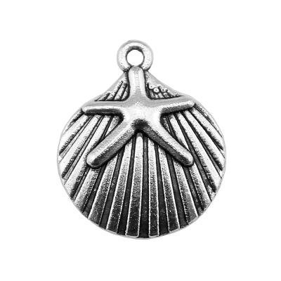 China Vintage 100pcs/bag 22x18mm Vintage Antique Silver Plated Bronze Plated Zinc Alloy ABD-C10478 Starfish and Shell Pendant Charms for sale