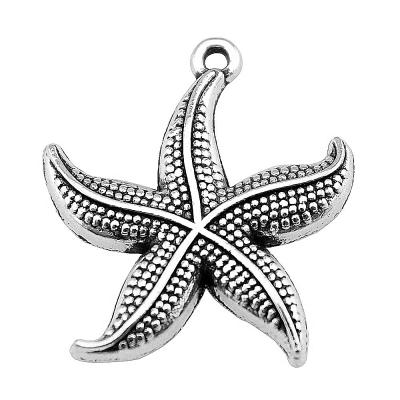 China Vintage 100pcs/bag 24mm Antique Silver Plated Bronze Plated Zinc Alloy Starfish Charms Pendants ABD-C10003 for sale