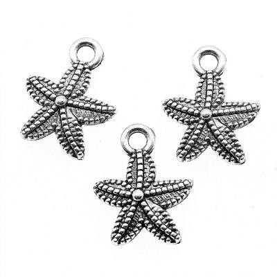 China 200pcs/bag 16x13mm Vintage Antique Silver Plated Bronze Plated Zinc Alloy Starfish Small Charms Pendants ABD-C10217 for sale