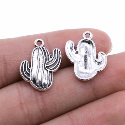 China Vintage 100pcs/bag 16x21mm Antique Silver Plated Zinc Alloy Cactus Charms Pendants ABD-C11183 for sale